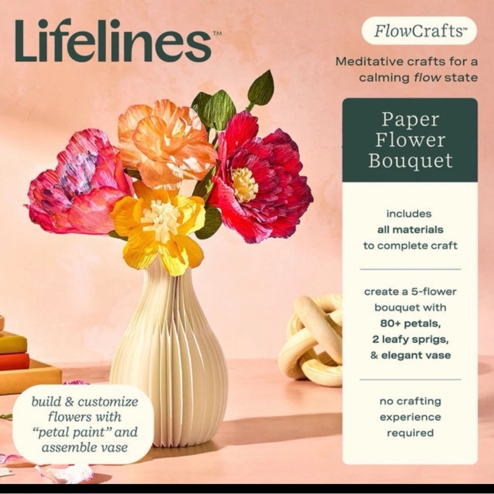 🌸 Lifelines FlowCrafts Paper Flower Bouquet Kit — Meditative Craft Magic -New